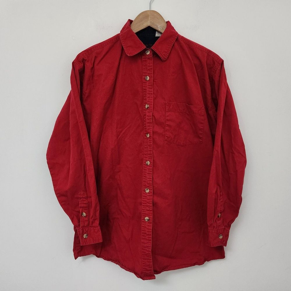MOUNTAIN LAKE Men's Red Collared Button Up Long Sleeve Shirt Size M